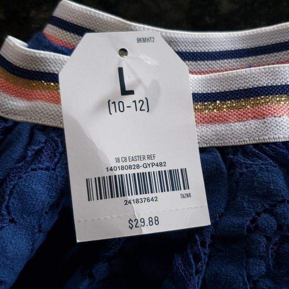 Blue lace woven and lined midi skirt - Picture 3 of 5